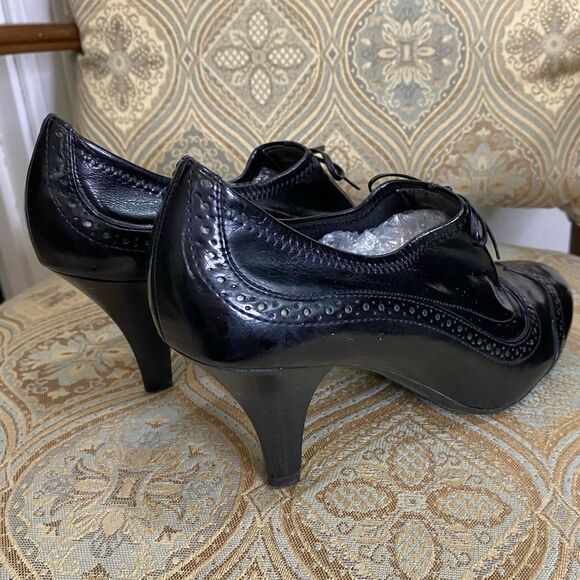 Franco Sarto black vegan patent leather Oxford booties 9.5 - Picture 7 of 11